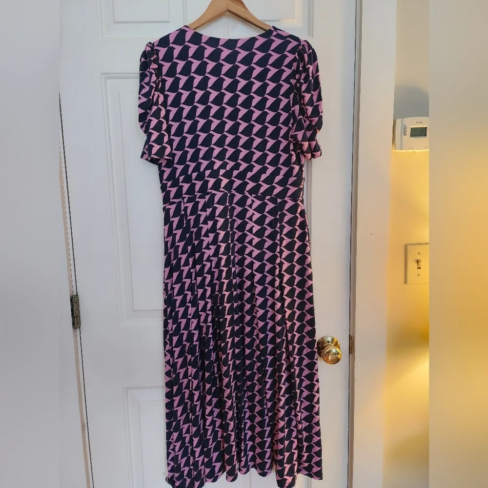 Boden Kristen Pleated Jersey Dress Size 10P Strawberry Sherbert Birdie Office - Picture 6 of 15